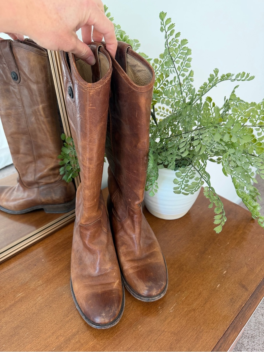 Women's Tall Leather Riding Boots in Brown
